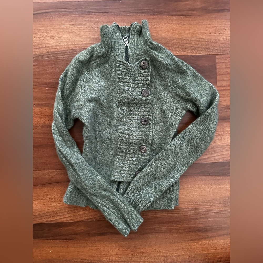 vintage asymmetrical wool double zip sweater